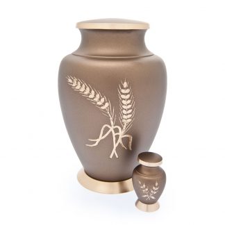 Aria Wheat Metal Urn with Keepsake